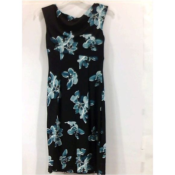 Conneted Apparel Womens MOCK WRAP DRESS Regular Fit, Black/mallard, Size 6 - Picture 3 of 5